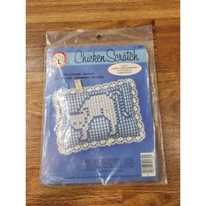 Vintage ColorTex CAT on Blue Gingham Chicken Scratch Embroidery Kit